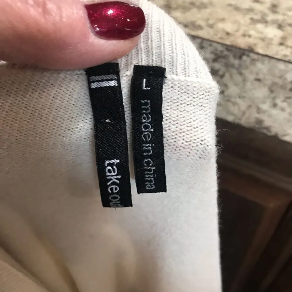 V Neck Sweater Large White - Image 5