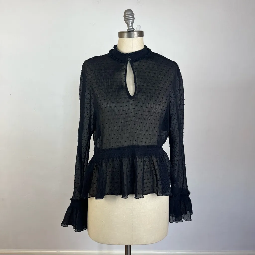 Maje Laurine Swiss Dot High Neck Blouse - Image 2