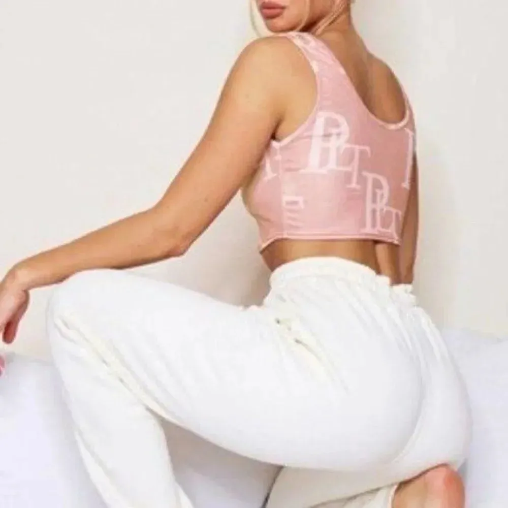 Pretty Little Thing‎ | Pink Monogram Cropped Top Size 4 - Image 2