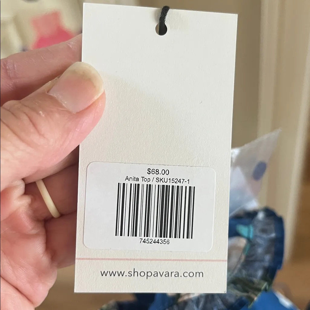 Sugarlips Avara Anita Top Blue Cotton Floral Blouse Flutter Sleeve New - Image 7