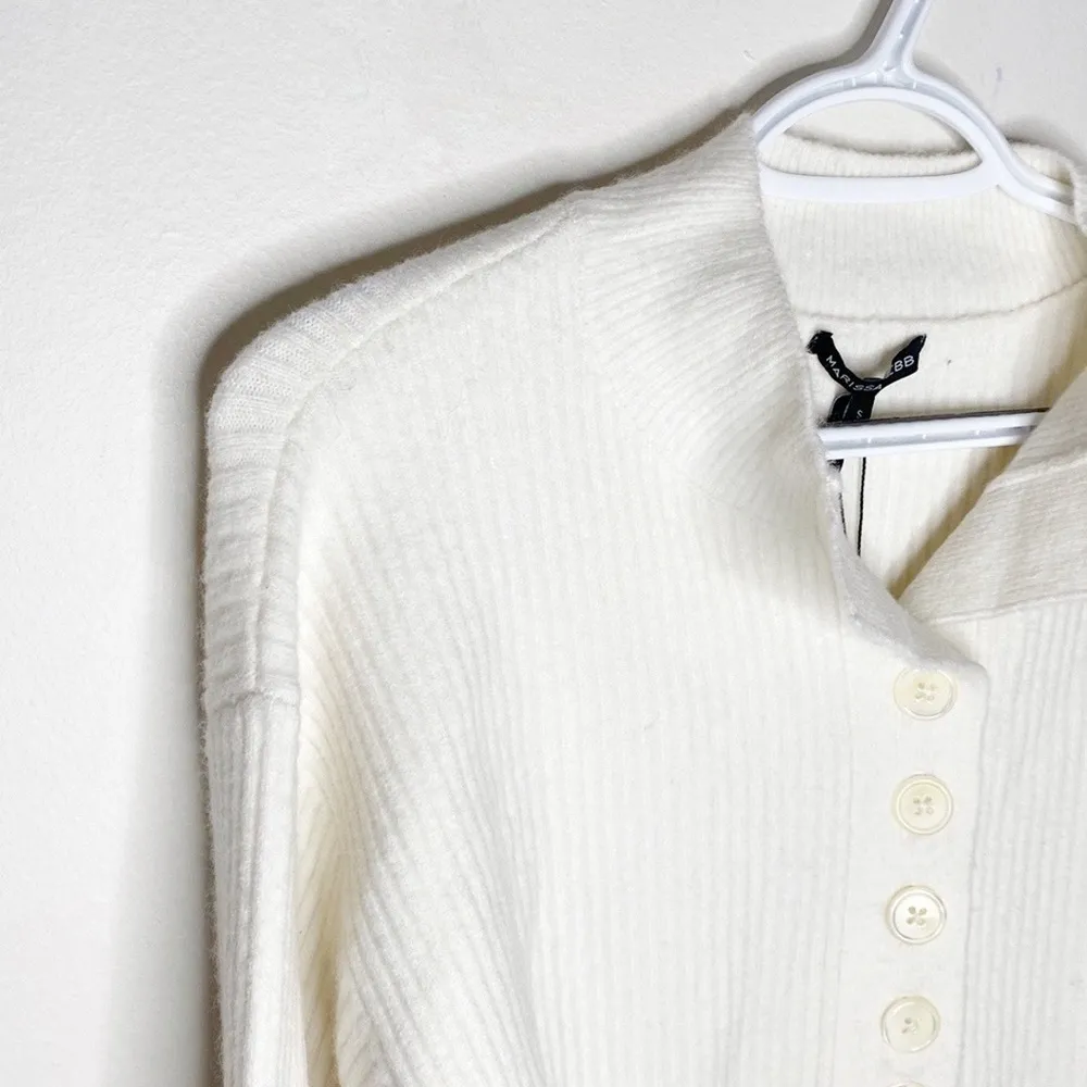 Marissa Webb Arie ribbed cashmere blend Henley sweater in cream size S White - Image 6