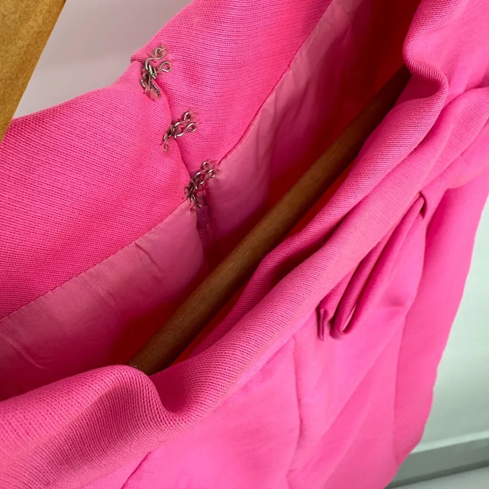 60’s Vintage Hot Pink Party Dress Cap Sleeve Bow Detail Cocktail Retro Size 8 - Image 11