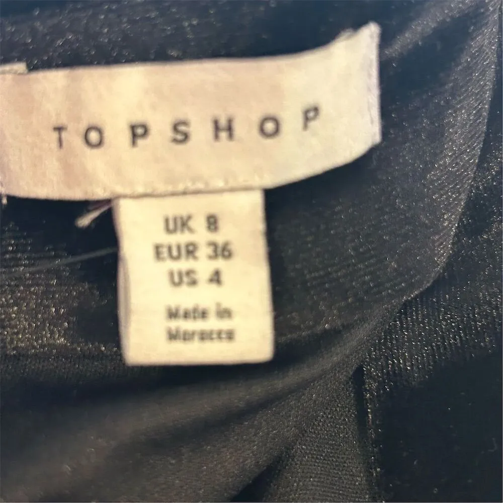 Topshop Women Black Velvet Ruched Skirt Size 4 Casual - Image 5