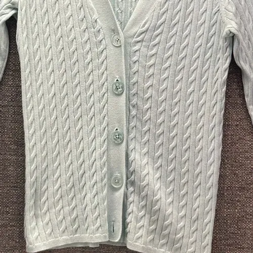 Talbots Women Cable Knit Cardigan Sweater Size Medium Fisherman Preppy Soft Girl - Image 4