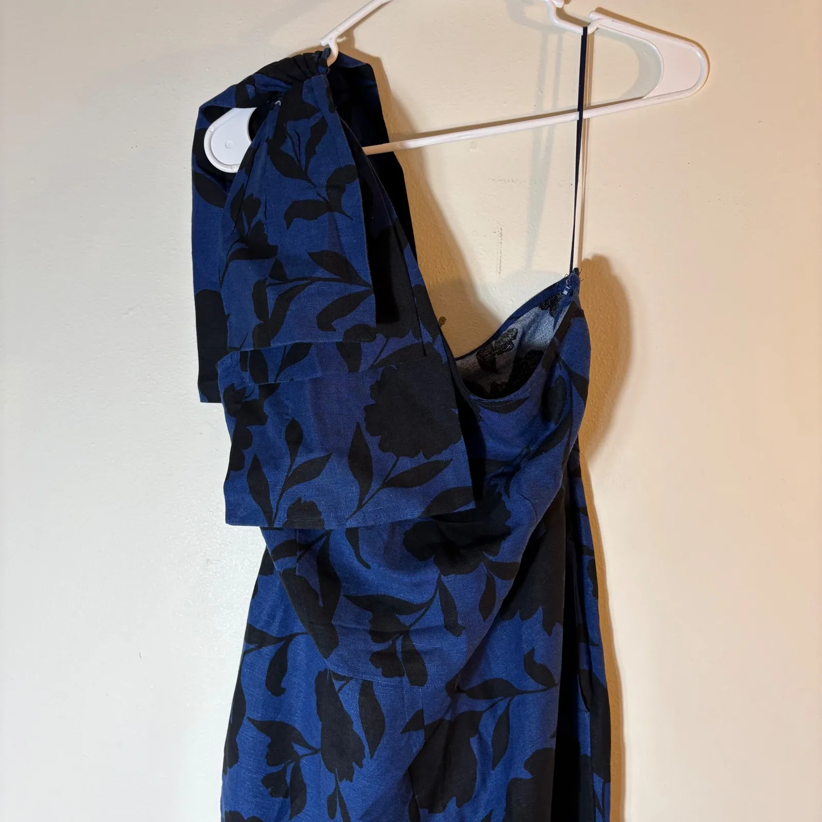 Kate Spade New York x‎ Target One Shoulder Blue Floral Linen Jumpsuit Size 12 - Image 2
