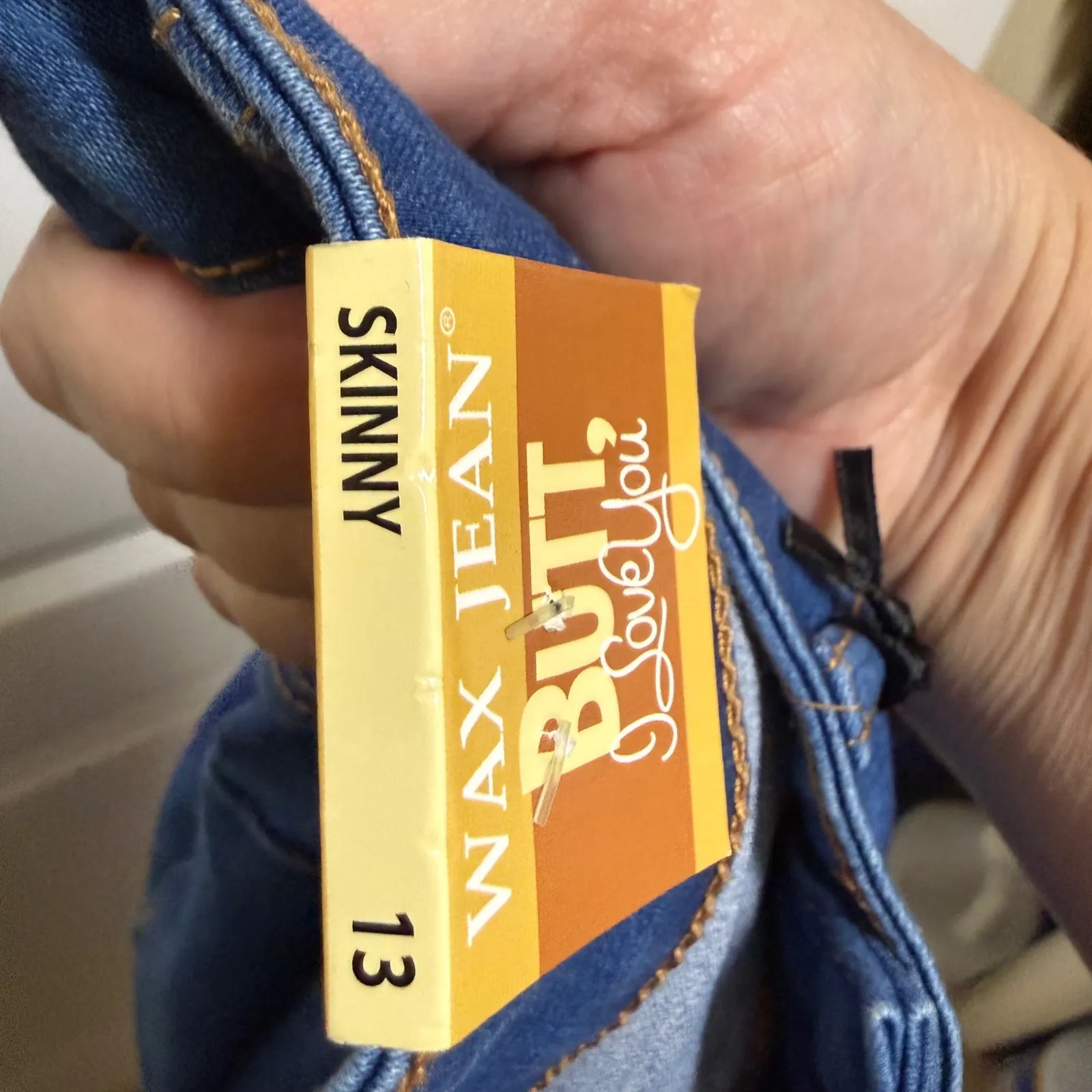 WAX JEAN Butt I Love You High Rise Butt Lifting Jeans Medium Blue‎ Size 13 NEW - Image 9