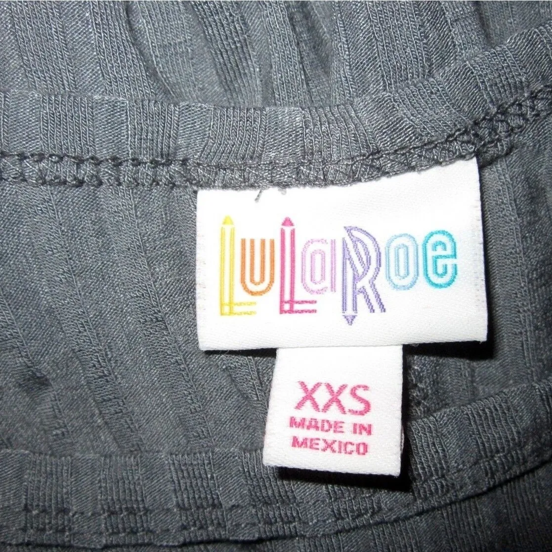 LULAROE Carly DRESS Womens XXS Gray Ribbed Short Sleeve Hi Low Hem Knee Length - Image 2