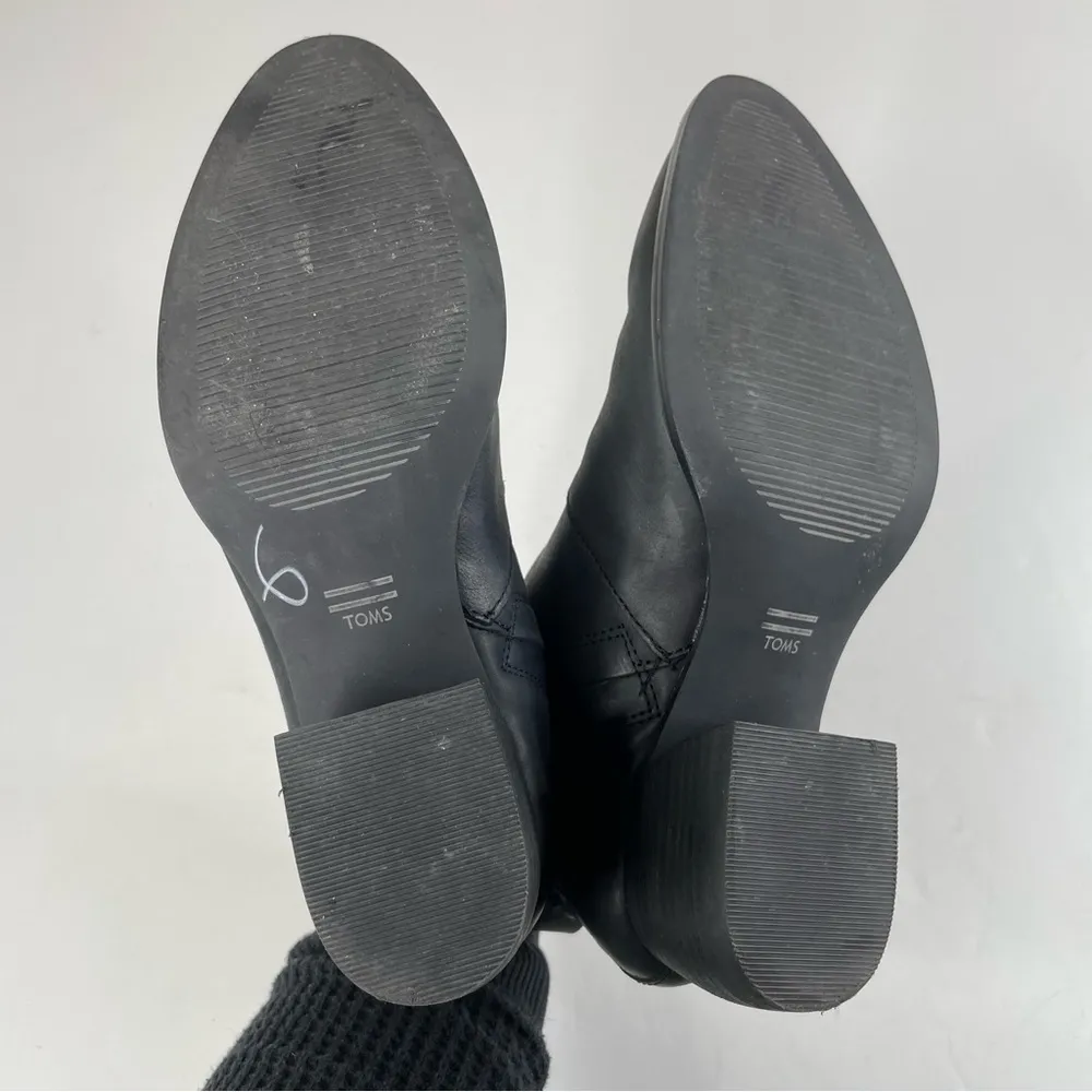 Toms Womens Leilani Black Leather Ankle Booties Size 7.5 - Image 7