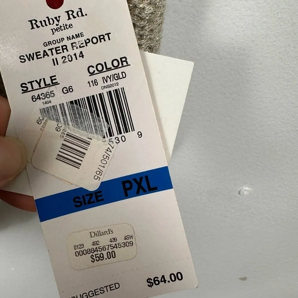 NWT Ruby Rd. Womens Sweater Size Petite PXL Gold Knit Beaded Sequin Pullover - Image 2