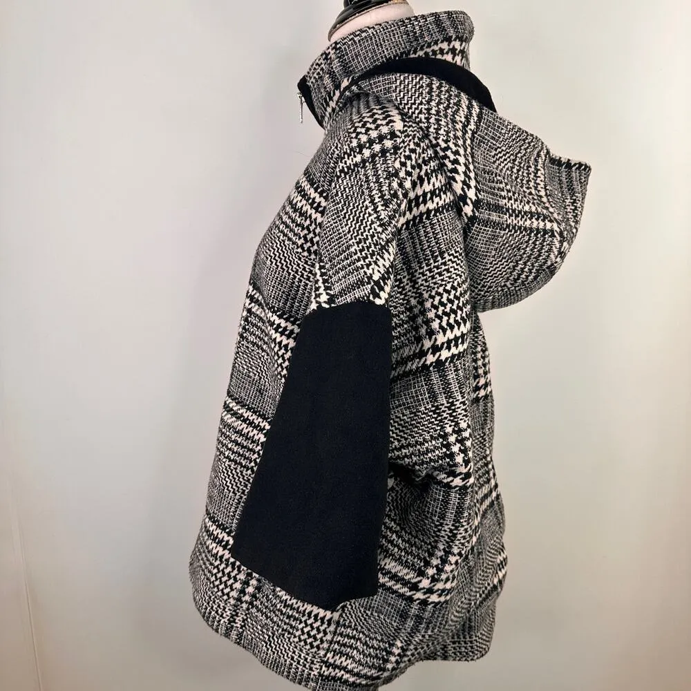 Fate Black & White Houndstooth Zip Up Hooded Jacket Size One Size - Image 5