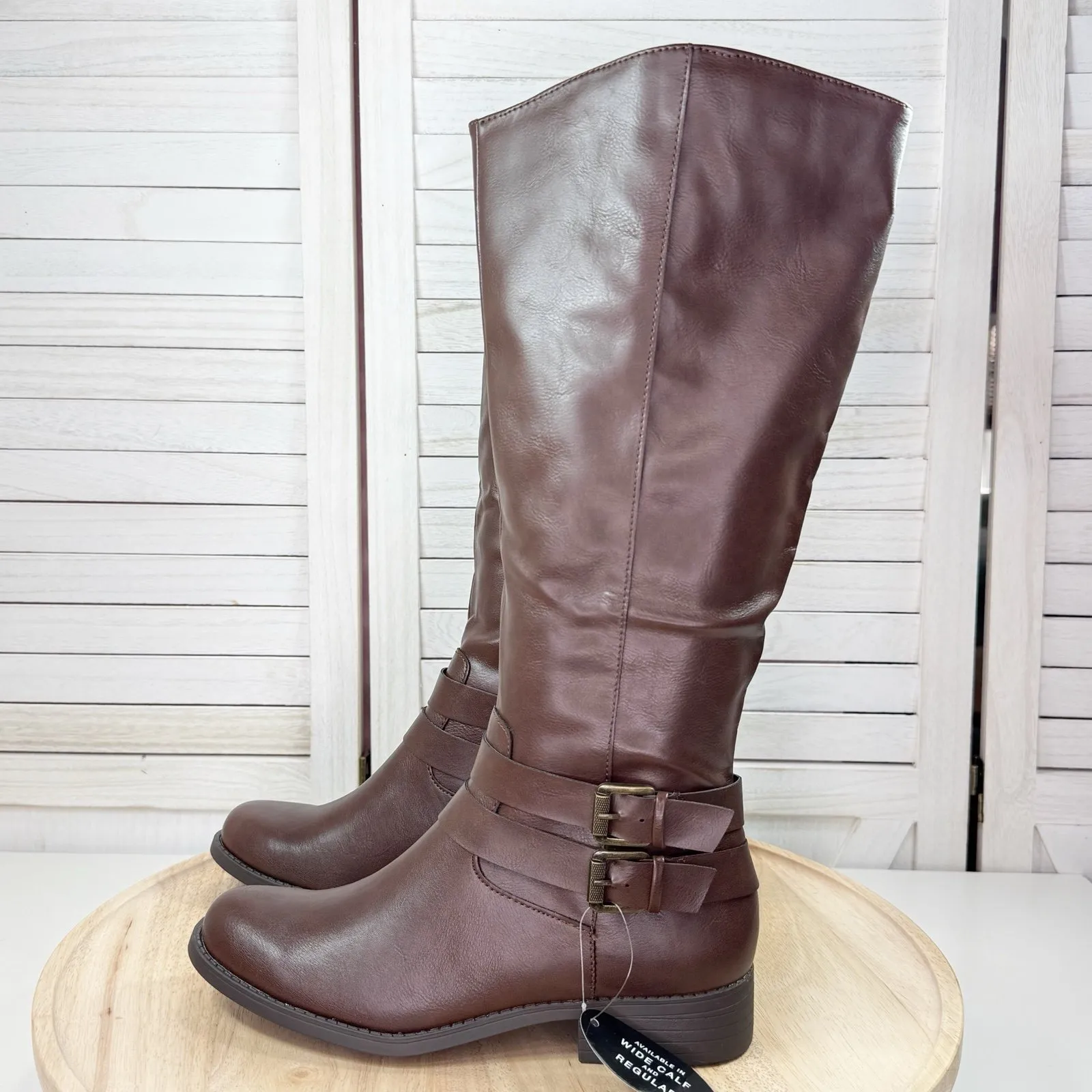 Style & Co Maliaa Buckled Knee High Equestrian Riding Boots Brown 8.5 - Image 3