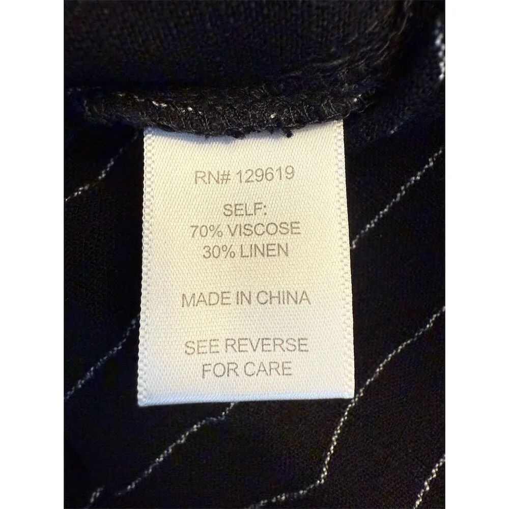 NWT Allie Rose Women's Black & White Striped Sleeveless Top Size L Viscose Linen - Image 5