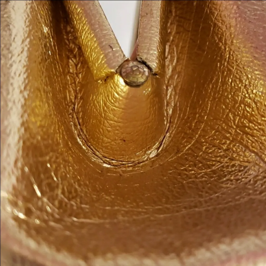 Vintage rare JR Florida gold glam handbag with gold metal handle - Image 14