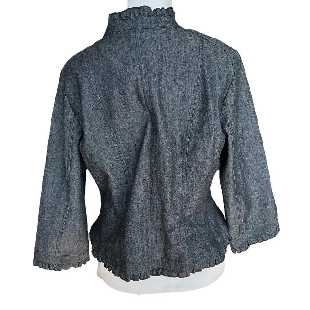 SANDRO Lightweight Denim Ruffle Jacket - Image 6