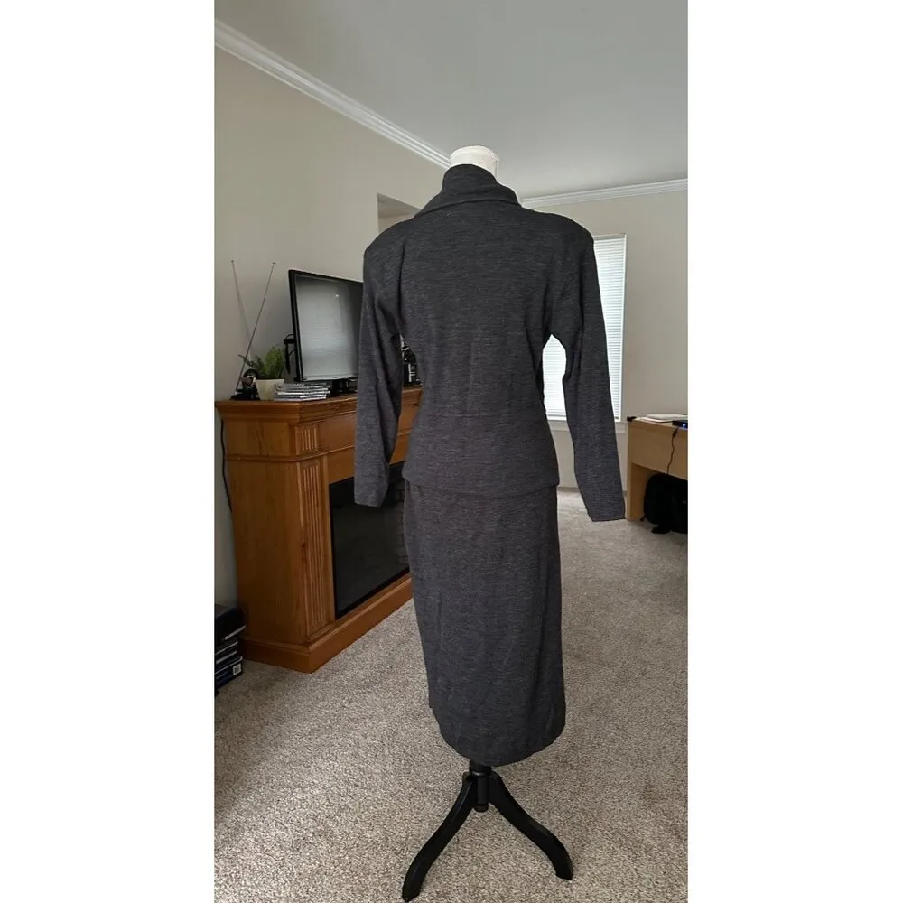 Vintage Donna Toran Wool Blend Gray 2pc Skirt Set Long Sleeve Size M Size M - Image 16