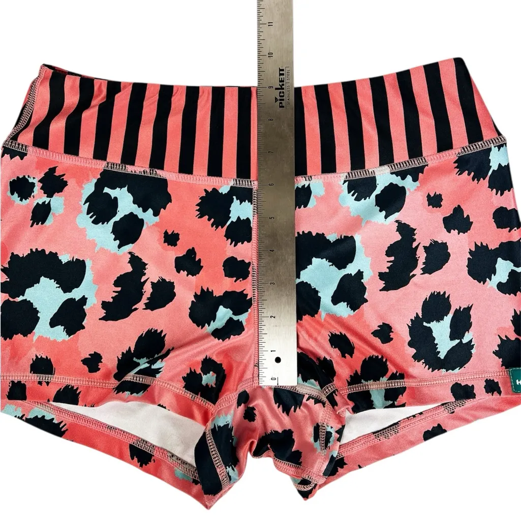 Wodbottom Orange Turquoise Leopard Print Shorts 3” CrossFit Workout Size Medium - Image 4