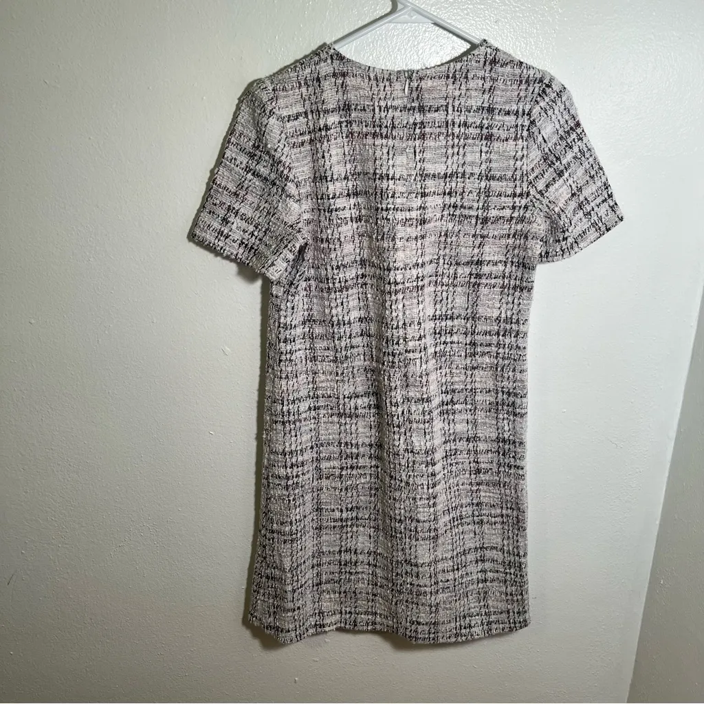 Love Ady Boucle Tweed Shift Dress Ivory Multi Metallic White - Image 6