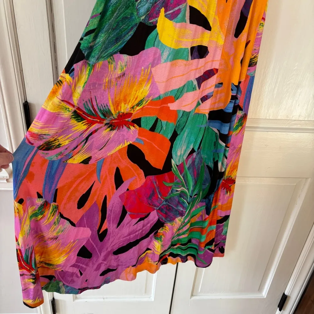 Soma Soft Jersey Twist Waist Maxi Dress Built in Bra Tropical Leaf Print Size XS - Image 8