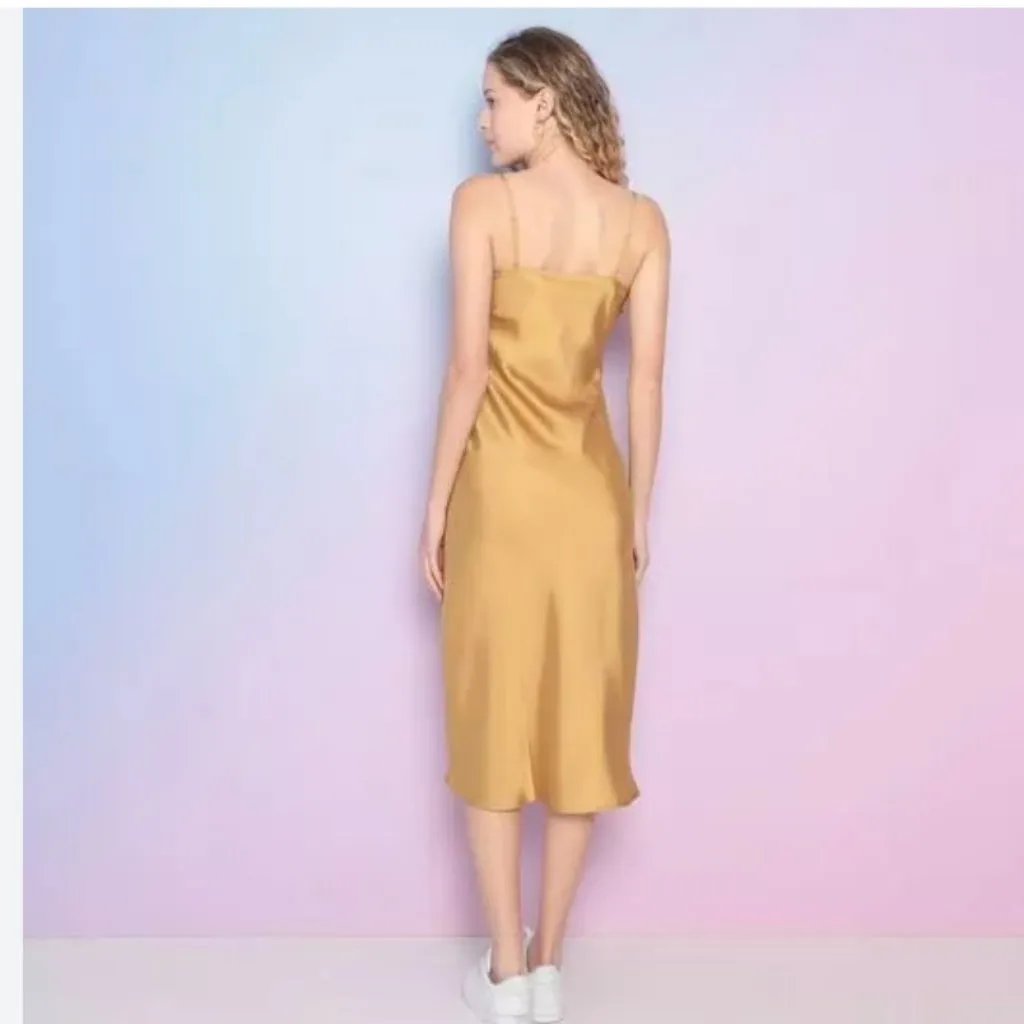 NWT LEVI'S DALIA SLIP DRESS GOLD Satin - Image 6