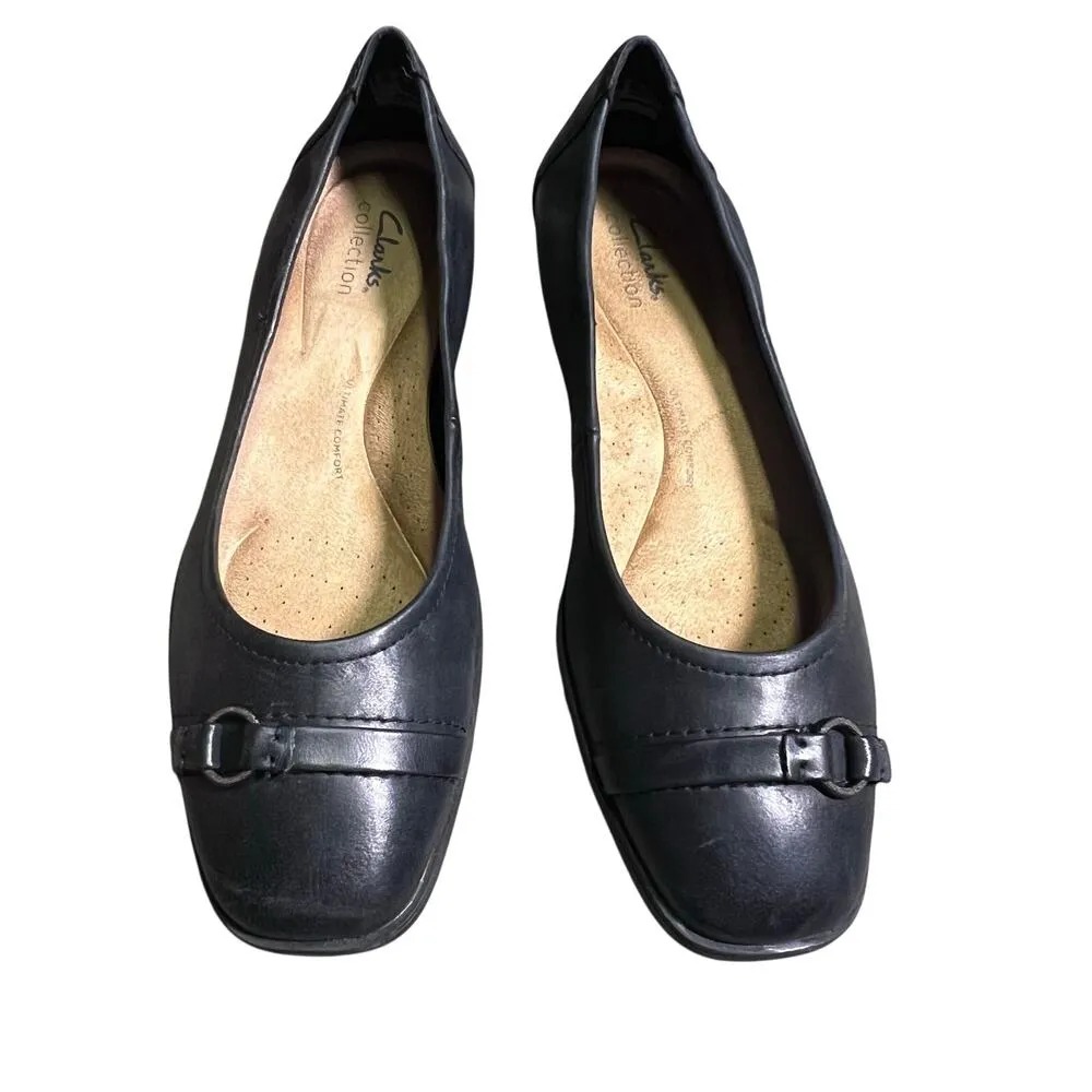 Clarks Collection Leather Flat Lyrical Sky Black Leather Size US 8.5 - Image 10