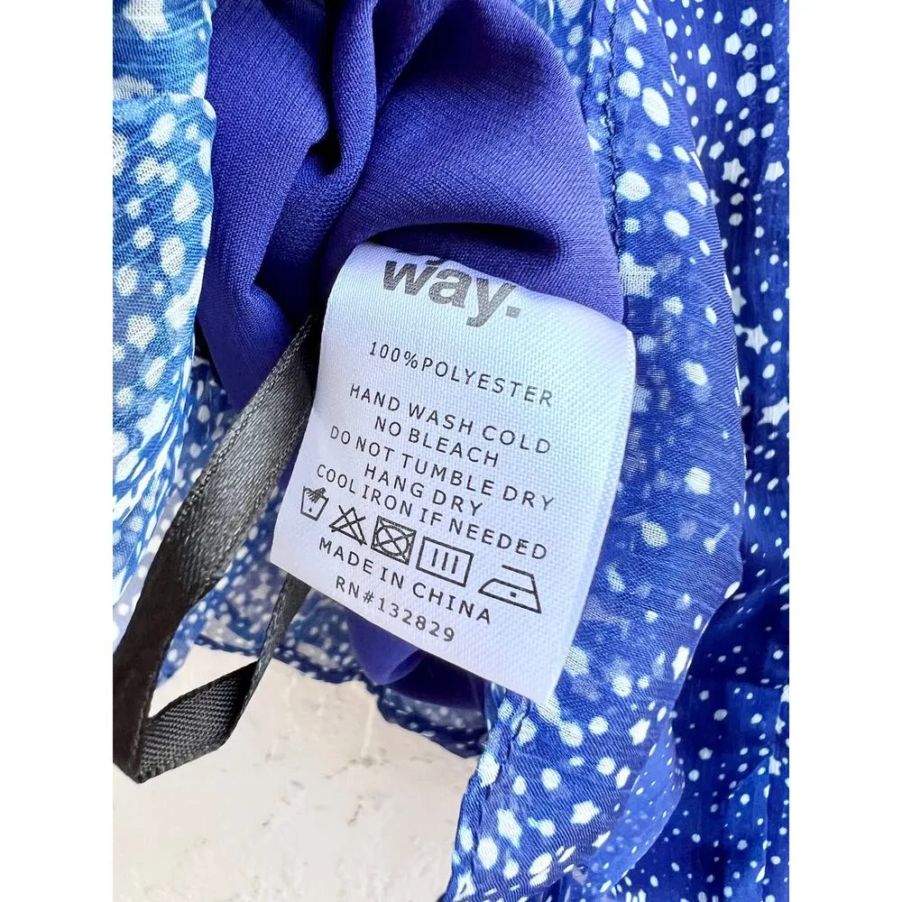 By The Way Galaxy Stay Semi Sheer Ruffle Hem A-Line Mini Dress Blue Womens Small - Image 5