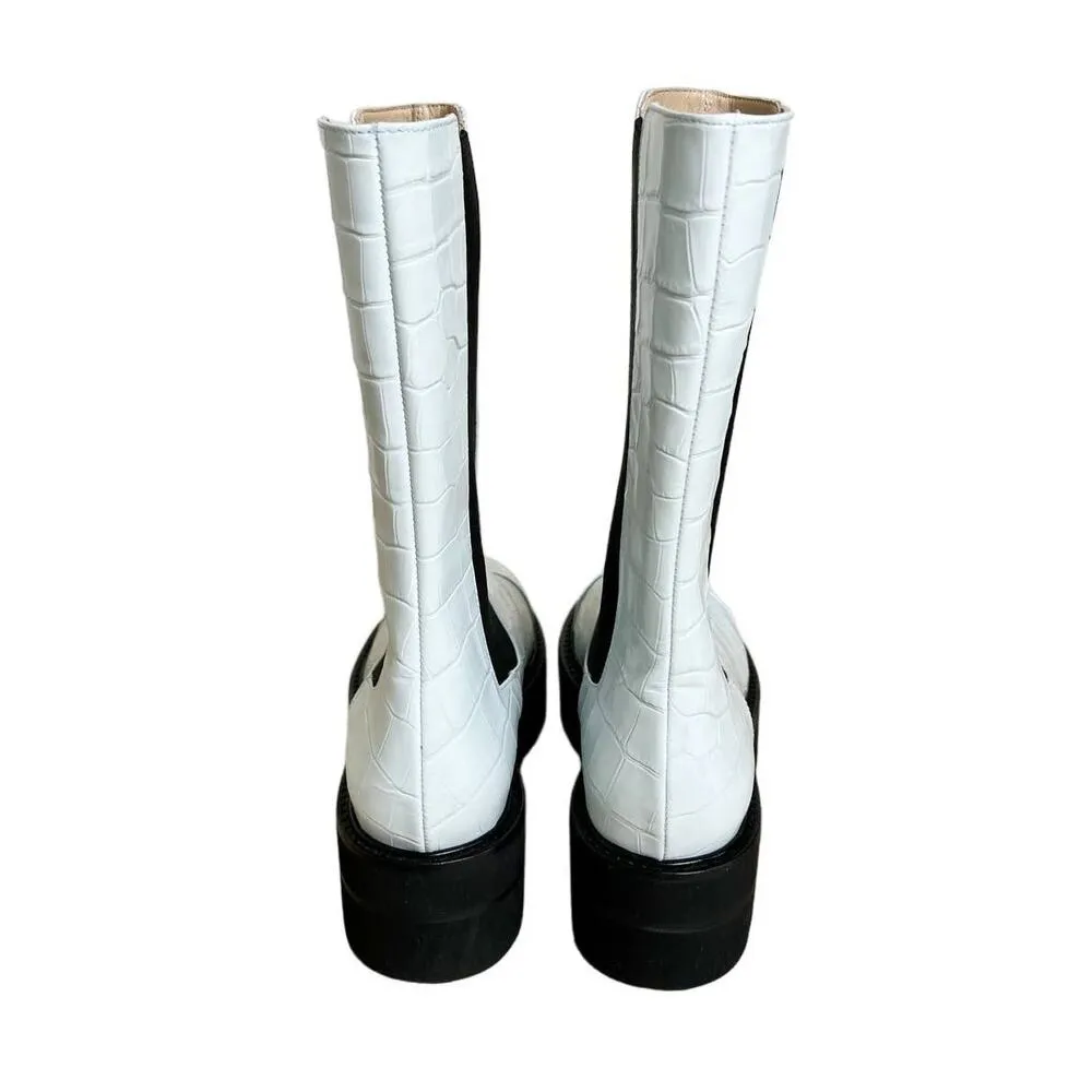 NEW Stuart Weitzman Presley Ultralift Lug Sole Croc Boot Light Blue US 8 EU 38.5 - Image 5