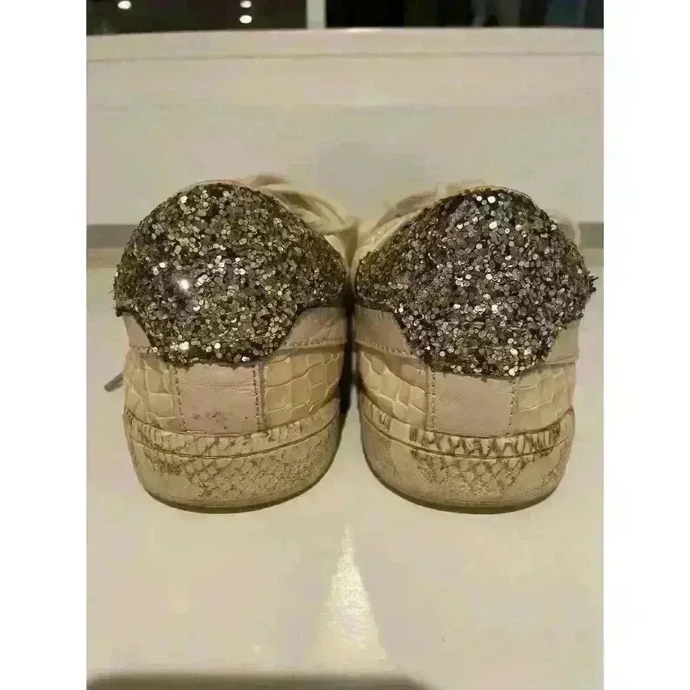 Dolce Vita Nino Women's Snakeskin and Glitter Sneaker, sz 9 White - Image 6