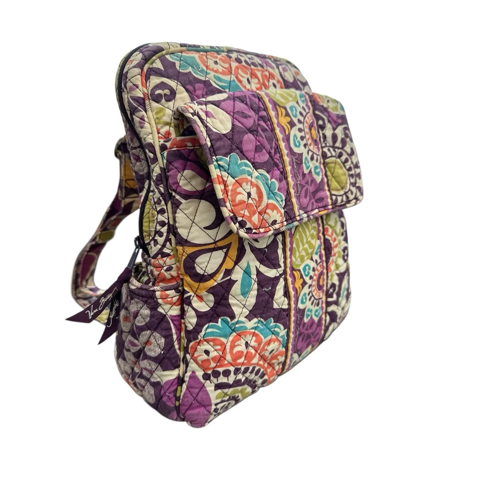 Vera Bradley PLUM CRAZY Backpack Bag Retired Designed Adjustable Straps‎ Purple - Image 2