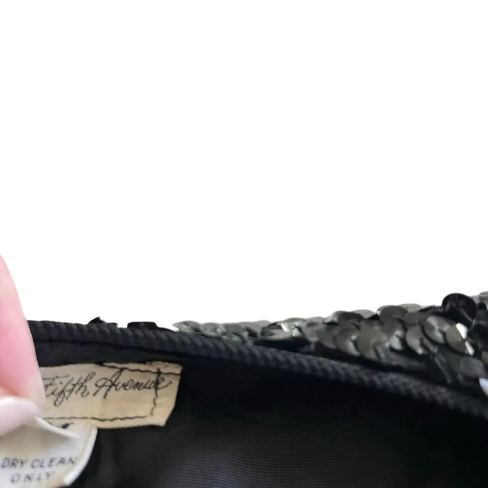 Saks Fifth Avenue Vintage Black Sequin Embellished Sleeveless Vest Size Medium - Image 5