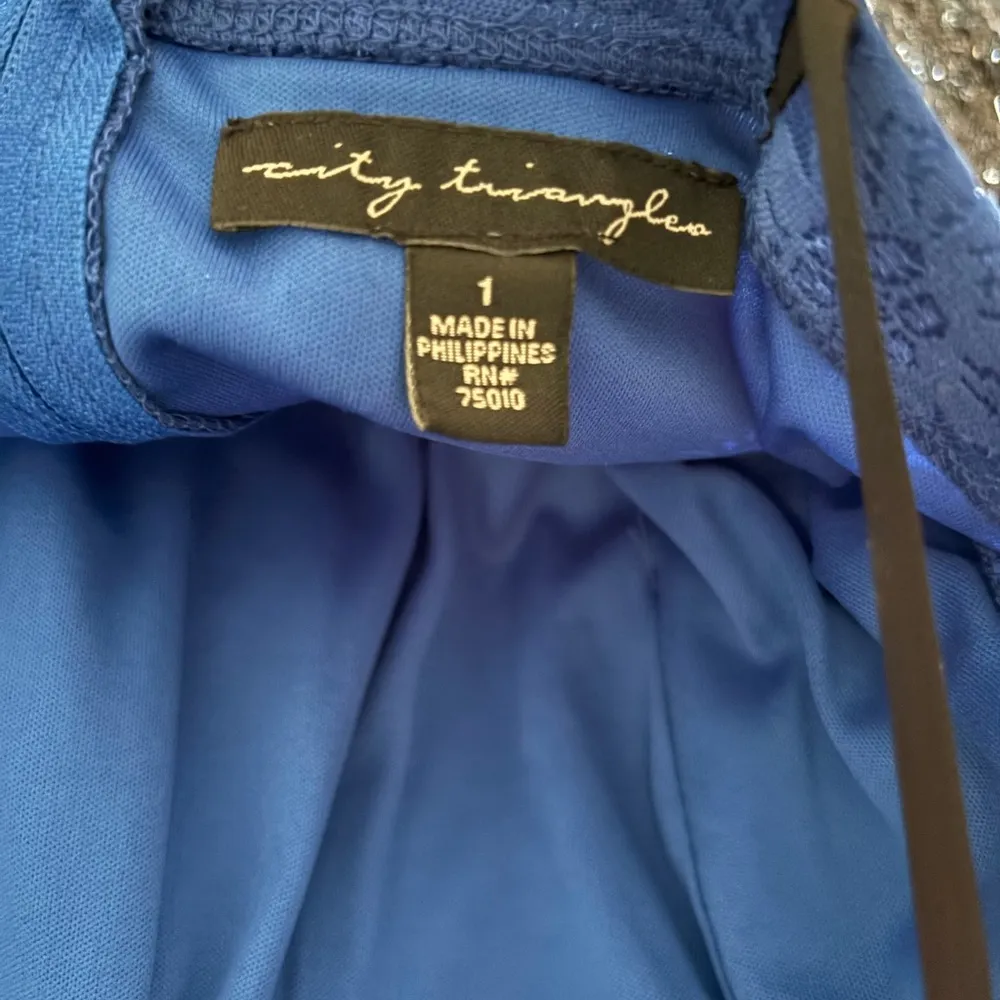 City Triangles Blue Cowl Neck Ruched Gown - Image 3