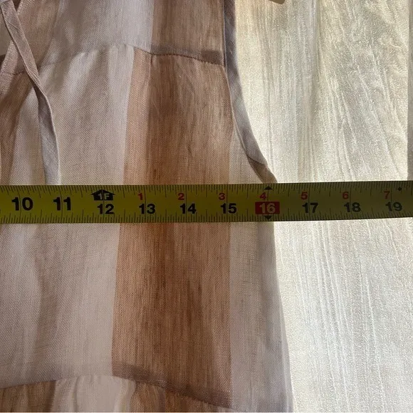 Laude the Label x Madewell Linen Tiered Maxi‎ Dress Coastal Boho Striped NWT XXS Tan - Image 8