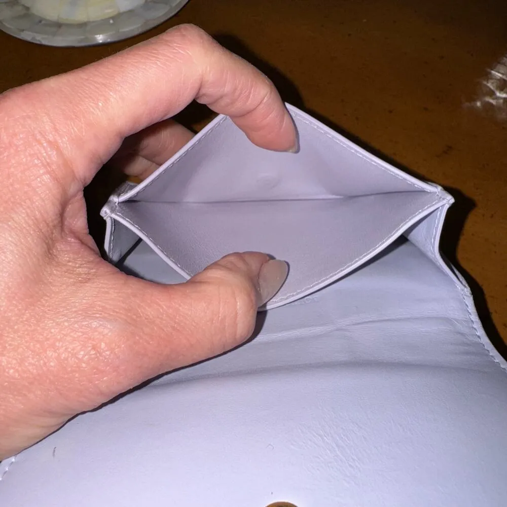 Bottega Veneta Maxi Intrecciato Card Holder Small Wallet Purple Lambskin - Image 4