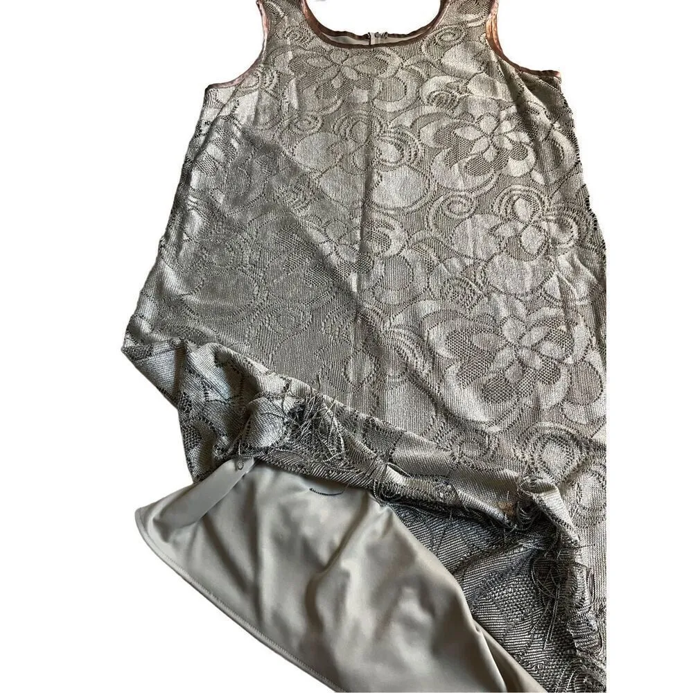 SL Fashion Metallic Gold Fringe Sleeveless Dress w/LS Jacket size 18w Green - Image 4