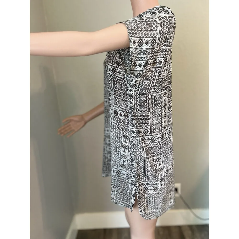 J. Jill Women's Size L Top Blouse Casual Aztec Print Button Down V - Image 10