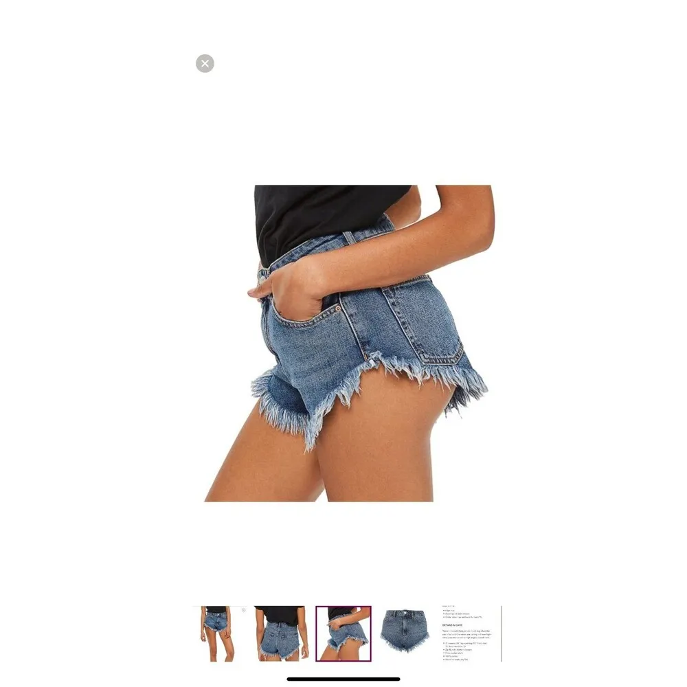 NWOT Topshop Kiri High Rise Curved Frayed Raw Hem Cut Off Denim Jeans Shorts 6 - Image 2