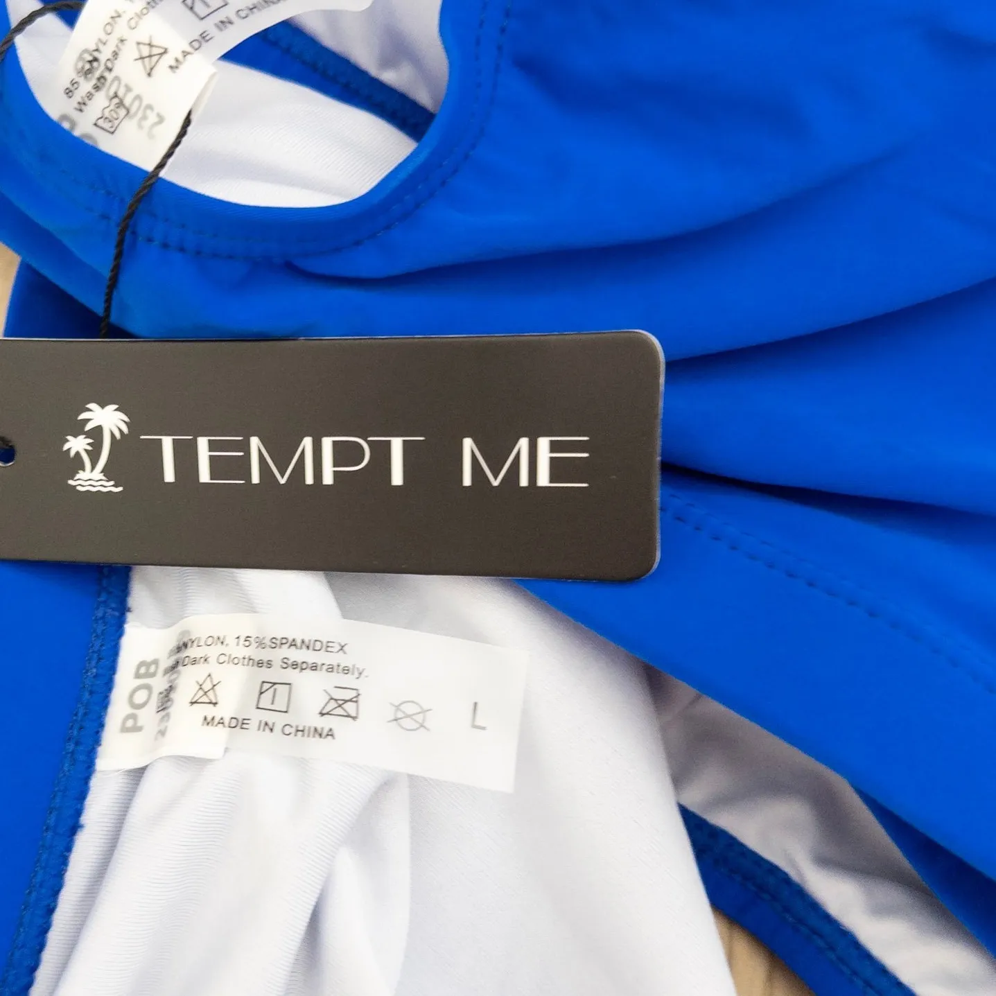 Tempt Me Womens Bikini Set Size L Blue Two Piece High Waist Sporty Coastal Beach - Image 4