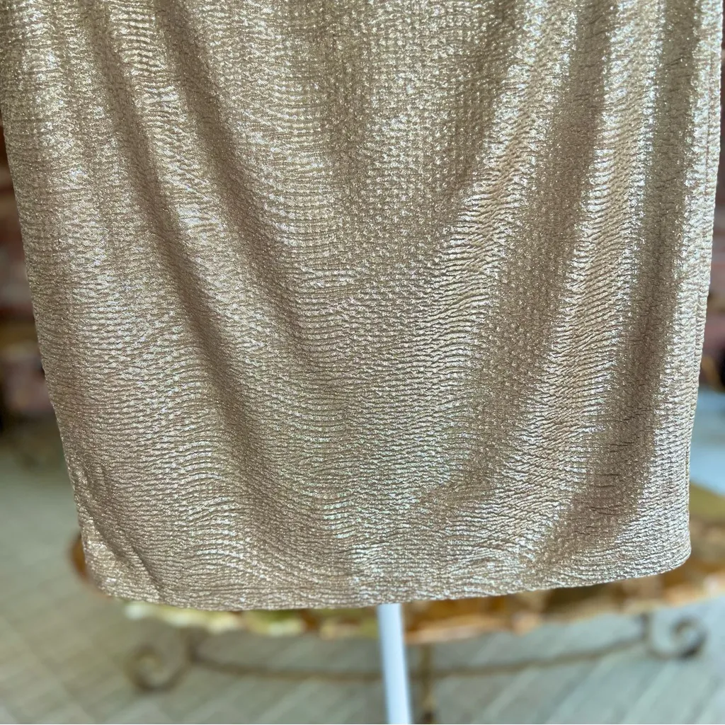 Forever 21 Skirt Pencil Gold Metallic Stretch Shimmery L (jrs) Cocktail Party - Image 9