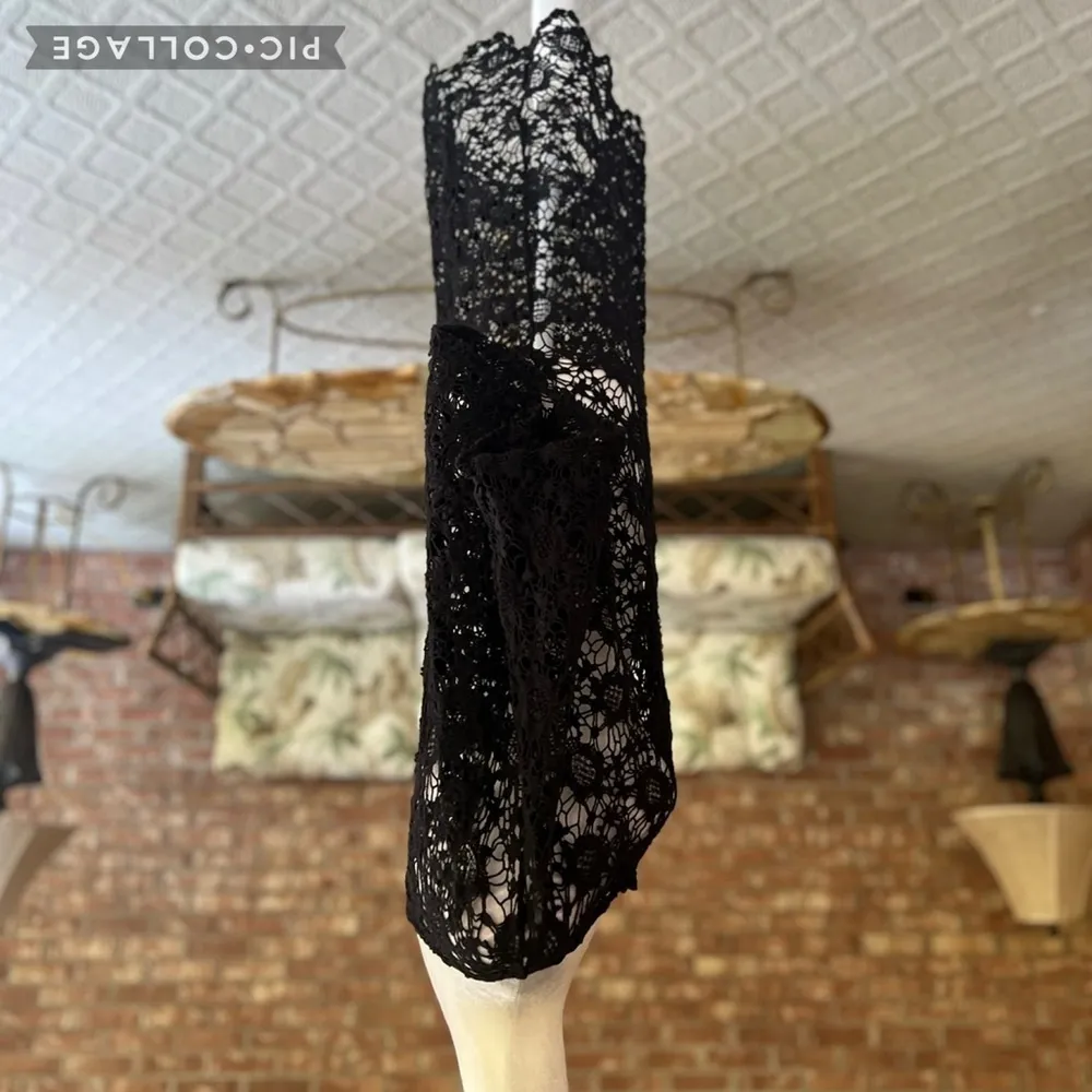 Venus Swimsuit Coverup S Black Crochet Lace Dolman Sleeve Beach Pool - Image 8