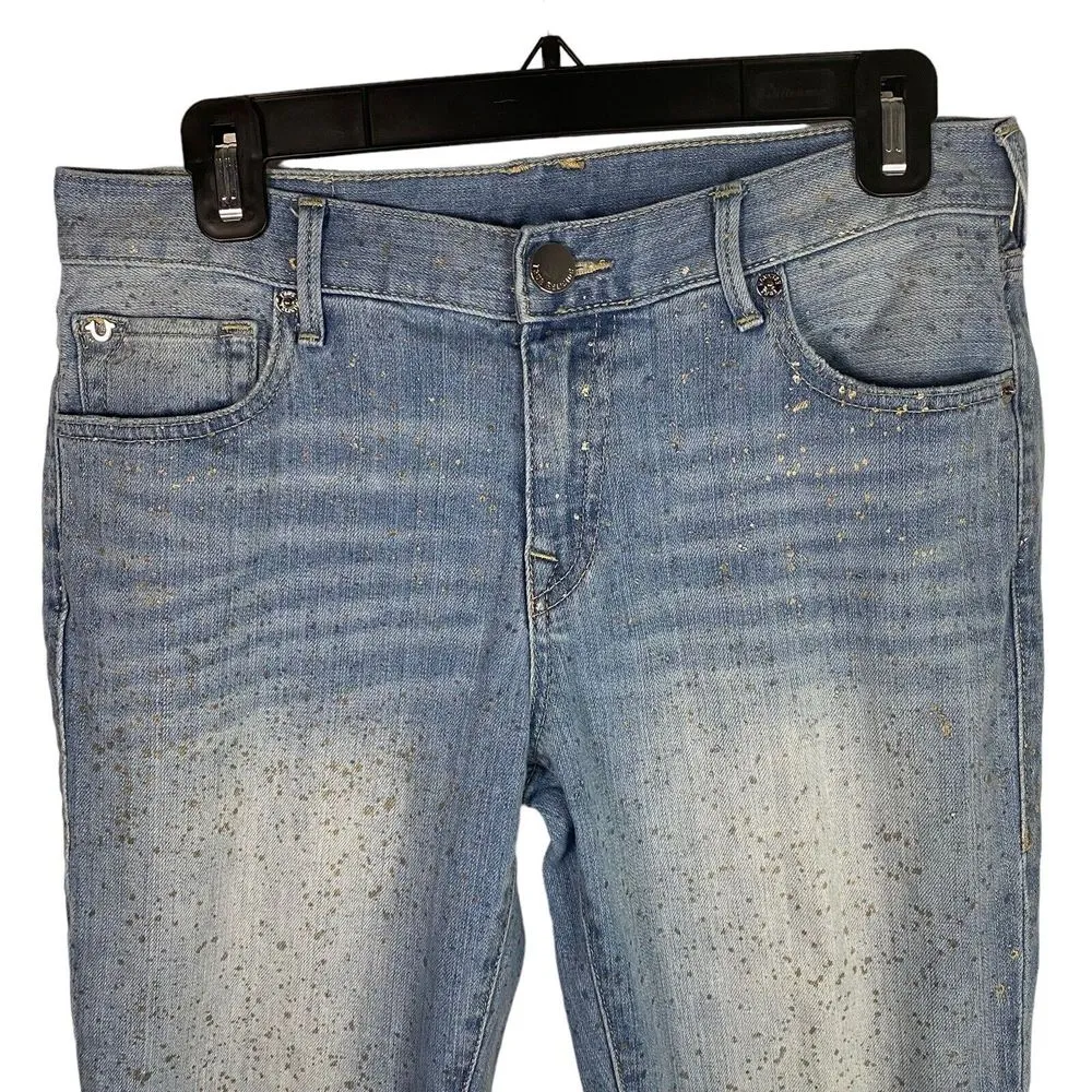 True Religion Jeans Women's Cameron Slim Boyfriend Rare‎ Gold Fleck Mid Rise 27 - Image 4