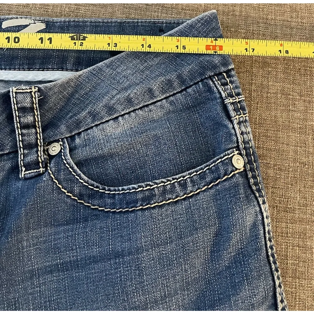 Seven 7 Bootcut Jeans Womens Size 10 Light Blue Denim Sequin Pockets Low Rise - Image 4