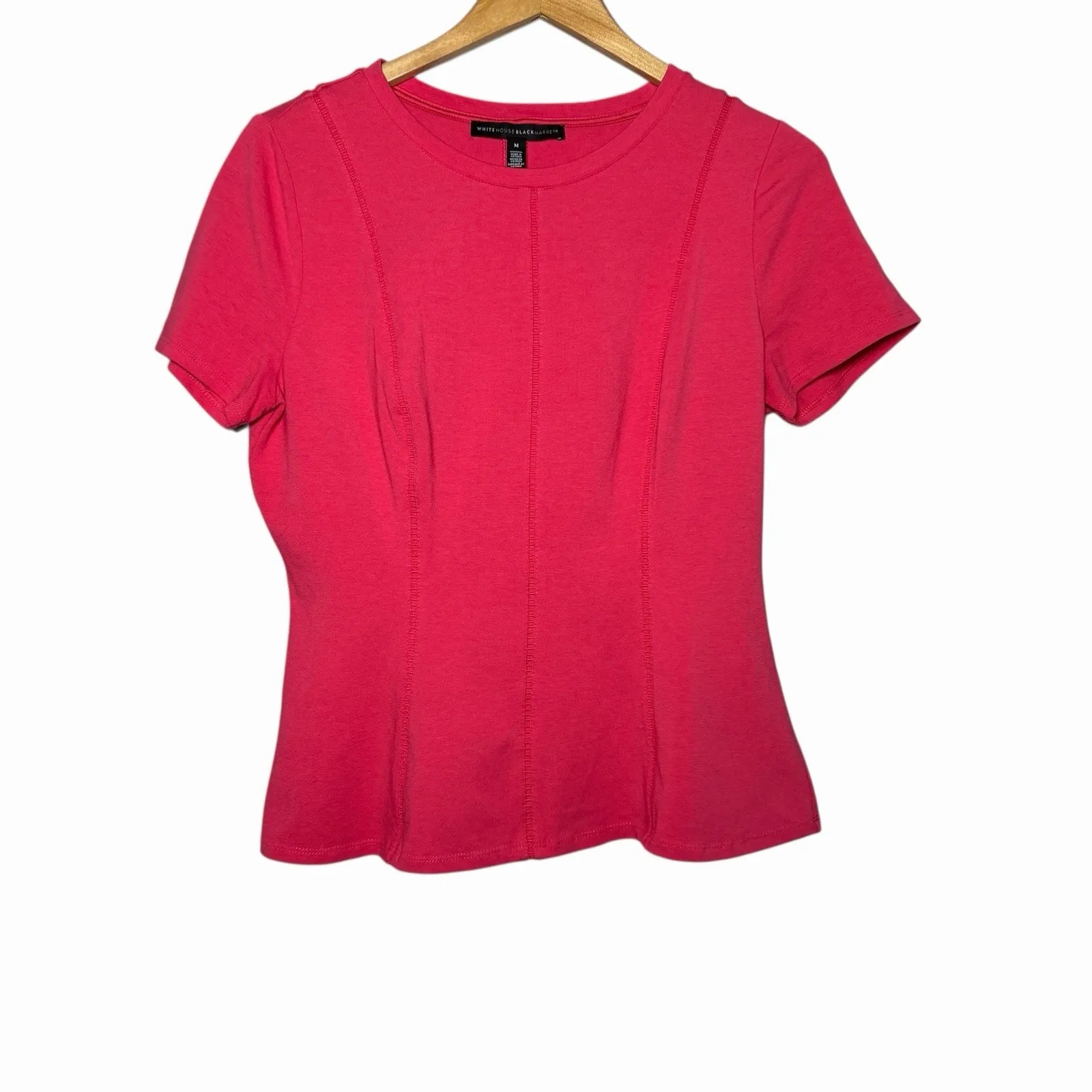 White House Black Market Women's Pink Bodice Tee M Modal Stretch Minimalist Chic - Image 3
