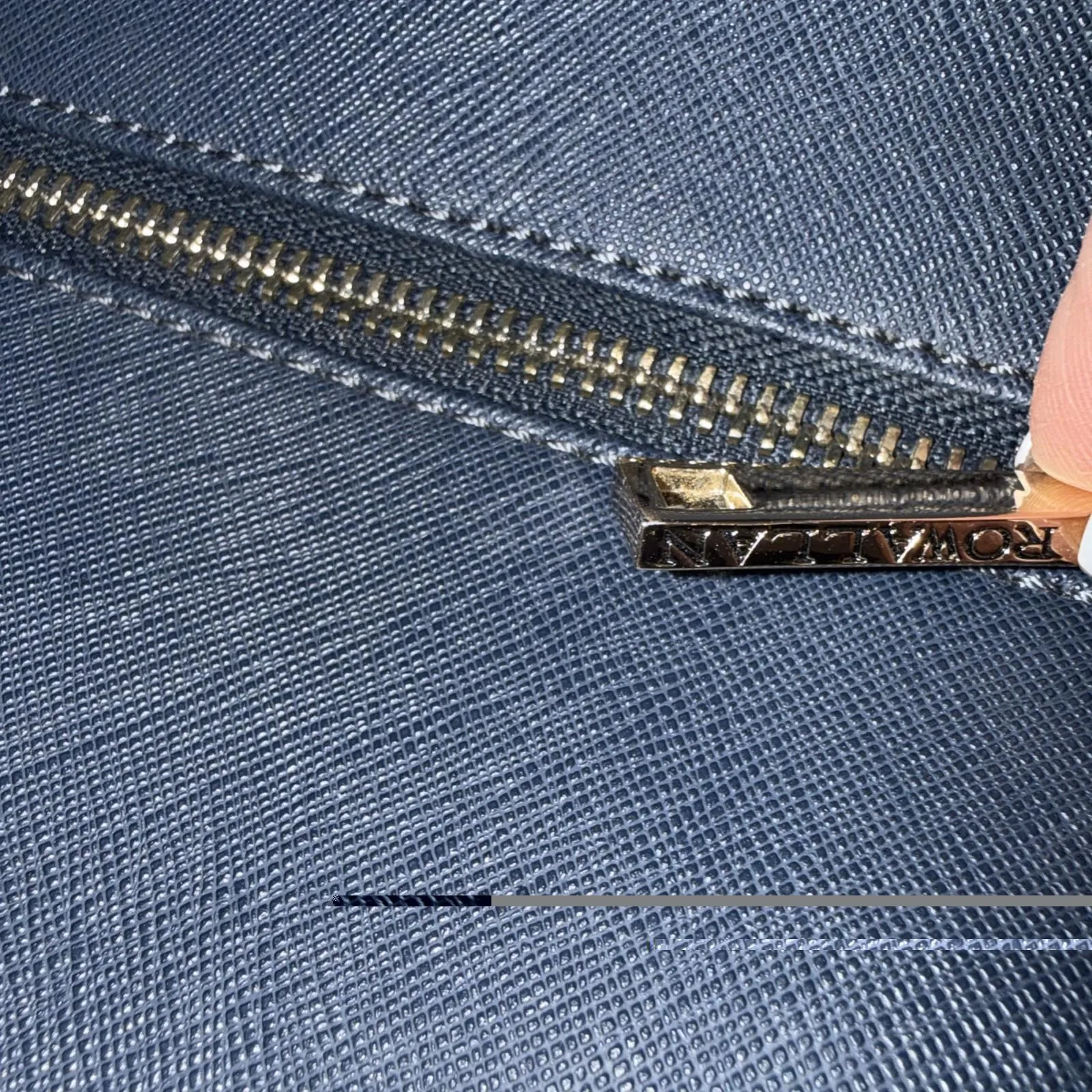 Rowallan Large Old Money Minimalist Navy Blue Canvas Tote Purse - Image 6