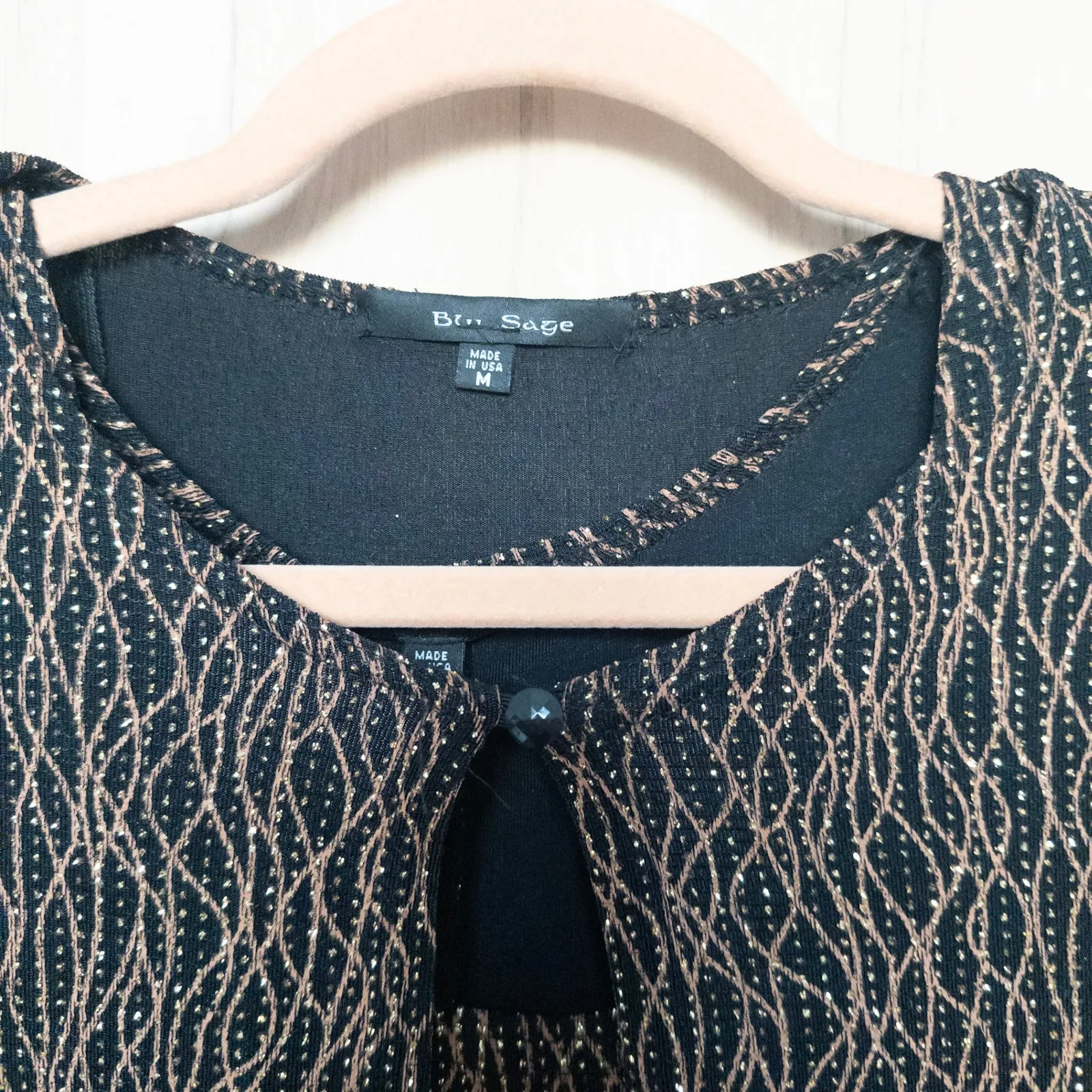 VTG Blue Sage Womens 2 Piece Set Size M Black Gold 90s Metallic Chic Glam Party Size M - Image 4