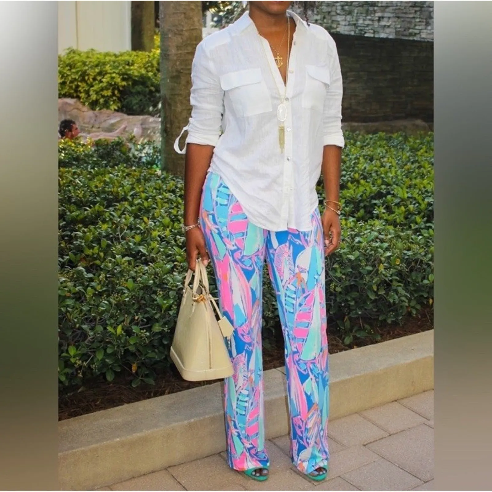 Lilly Pulitzer Georgia May‎ Out to Sea Palazzo Pants Pull On Stretch Size XS - Image 11