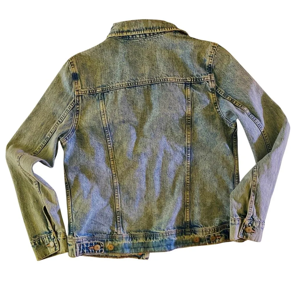 Old Navy Distressed Denim 100% Cotton Jean Jacket Medium - Image 12