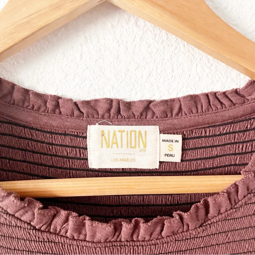 Nation LTD Abby Smocked Ruffle Mini Dress in Pinot Noir - Image 4