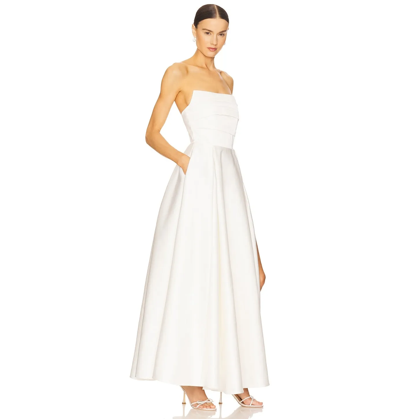 Sau Lee x REVOLVE Heidi White Bridal Bodice Minimalist Satin Gown NWT $795 4 - Image 7