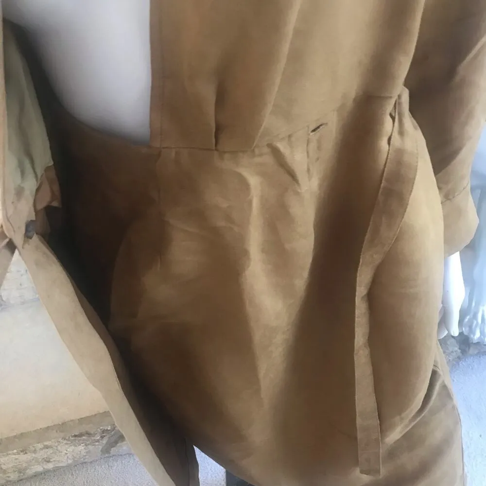 NEW Banana Republic Tan Trench Faux Suede Jacket with Belt Women's Size 2P - Image 7