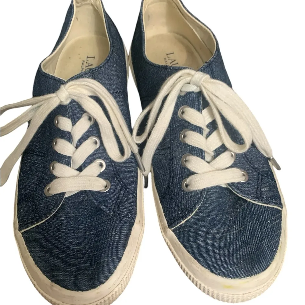 Ralph Lauren Blue Chambray Sz 7B Jolie Lace Up Shoes - Image 3