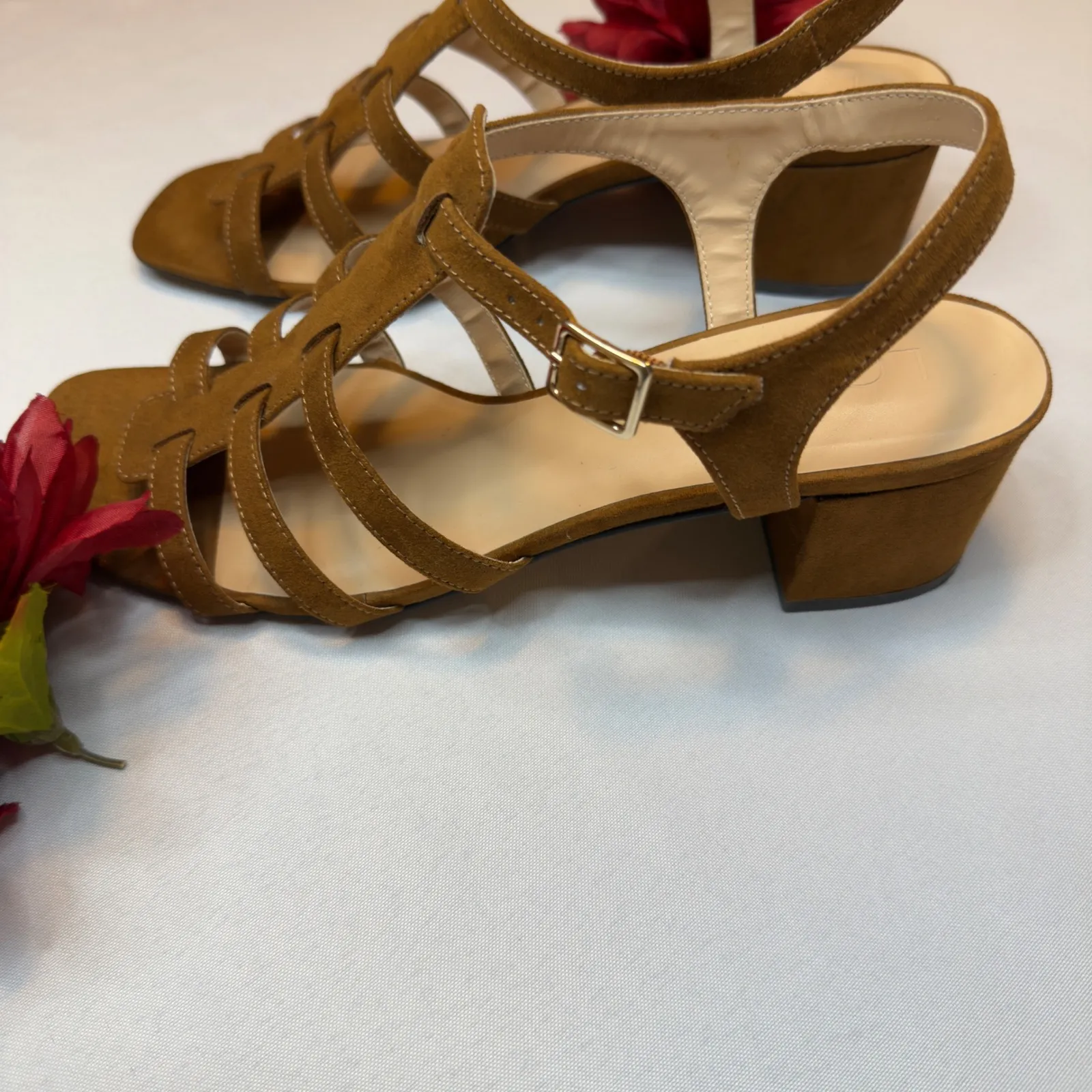 LOFT Fisherman's Sandals Womens Brown Faux Suede Gladiator Block 1 3/4" Heel 9.5 - Image 5